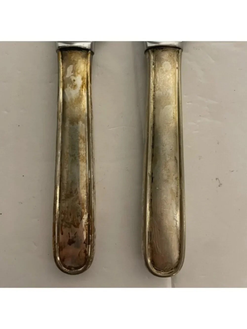 Vintage Calegaro Italy Serrated Bread Knives Set of 2 Silverplate Stainless MCM